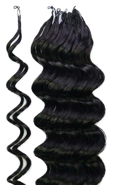 LUXLUXE Deep Wave Real Human Crochet Hair Extensions 40 Strands - Natural  & Natural Black 14 16 & 18 Inch with weights 40g 45g & 50g Knotless Pre Separated Feather Wavy Hairpiece for Women