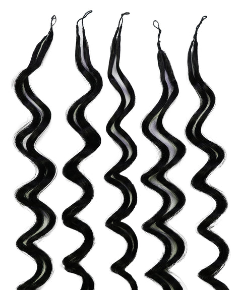 LUXLUXE Deep Wave Real Human Crochet Hair Extensions 40 Strands - Natural  & Natural Black 14 16 & 18 Inch with weights 40g 45g & 50g Knotless Pre Separated Feather Wavy Hairpiece for Women