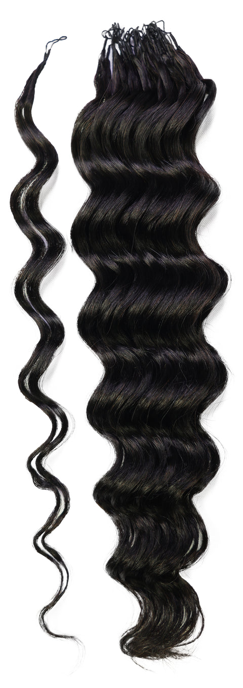 LUXLUXE Loose Deep Real Human Crochet Hair Extensions 40 Strands - Natural  & Natural Black 14 16 & 18 Inch with weights 40g 45g & 50g Knotless Pre Separated Feather Line Lightweight Texture Wavy Hairpiece for Women