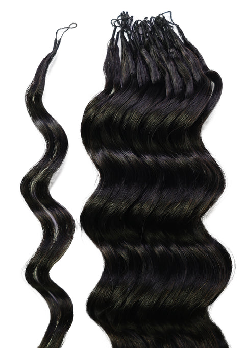 LUXLUXE Loose Deep Real Human Crochet Hair Extensions 40 Strands - Natural  & Natural Black 14 16 & 18 Inch with weights 40g 45g & 50g Knotless Pre Separated Feather Line Lightweight Texture Wavy Hairpiece for Women