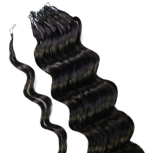 LUXLUXE Loose Deep Real Human Crochet Hair Extensions 40 Strands - Natural  & Natural Black 14 16 & 18 Inch with weights 40g 45g & 50g Knotless Pre Separated Feather Line Lightweight Texture Wavy Hairpiece for Women