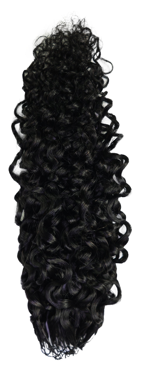 LUXLUXE Burmese Bohemian Real Human Crochet Curly Hair Extensions 40 Strands - Natural & Natural Black 14 16 & 18 Inch with weights 40g 45g & 50g Knotless Pre Separated Feather Line Lightweight Texture Curls Hairpiece for Women