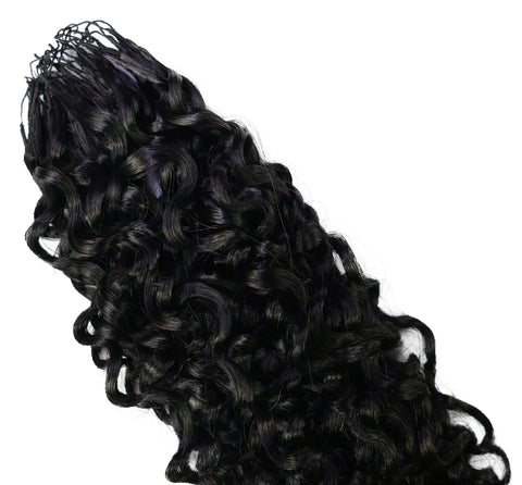 LUXLUXE Burmese Bohemian Real Human Crochet Curly Hair Extensions 40 Strands - Natural & Natural Black 14 16 & 18 Inch with weights 40g 45g & 50g Knotless Pre Separated Feather Line Lightweight Texture Curls Hairpiece for Women