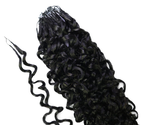 LUXLUXE Burmese Bohemian Real Human Crochet Curly Hair Extensions 40 Strands - Natural & Natural Black 14 16 & 18 Inch with weights 40g 45g & 50g Knotless Pre Separated Feather Line Lightweight Texture Curls Hairpiece for Women