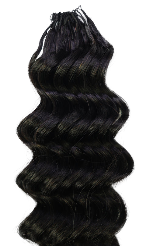 LUXLUXE Deep Wave Real Human Crochet Hair Extensions 40 Strands - Natural  & Natural Black 14 16 & 18 Inch with weights 40g 45g & 50g Knotless Pre Separated Feather Wavy Hairpiece for Women