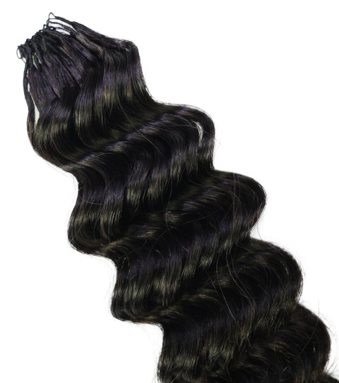 LUXLUXE Deep Wave Real Human Crochet Hair Extensions 40 Strands - Natural  & Natural Black 14 16 & 18 Inch with weights 40g 45g & 50g Knotless Pre Separated Feather Wavy Hairpiece for Women