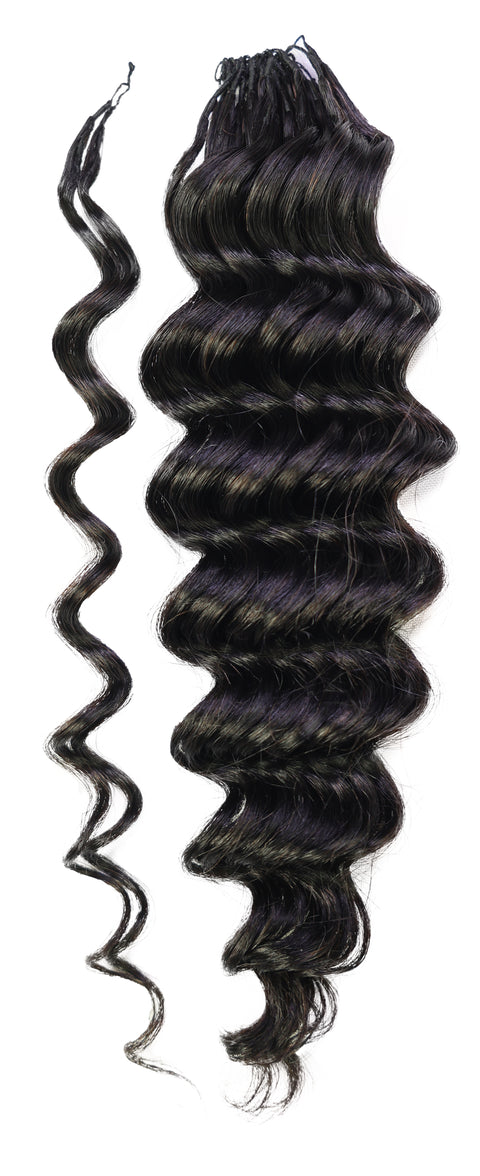 LUXLUXE Deep Wave Real Human Crochet Hair Extensions 40 Strands - Natural  & Natural Black 14 16 & 18 Inch with weights 40g 45g & 50g Knotless Pre Separated Feather Wavy Hairpiece for Women