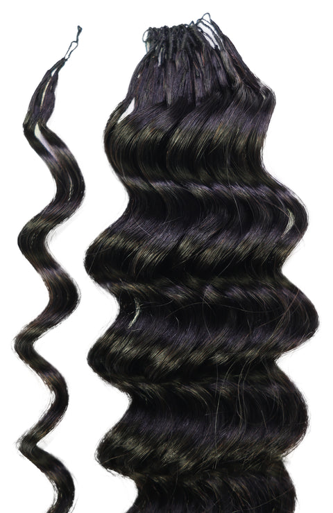 LUXLUXE Deep Wave Real Human Crochet Hair Extensions 40 Strands - Natural  & Natural Black 14 16 & 18 Inch with weights 40g 45g & 50g Knotless Pre Separated Feather Wavy Hairpiece for Women