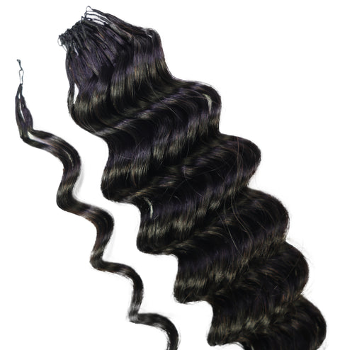 LUXLUXE Deep Wave Real Human Crochet Hair Extensions 40 Strands - Natural  & Natural Black 14 16 & 18 Inch with weights 40g 45g & 50g Knotless Pre Separated Feather Wavy Hairpiece for Women