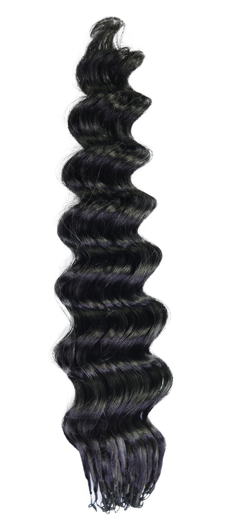 LUXLUXE Deep Wave Real Human Crochet Hair Extensions 40 Strands - Natural  & Natural Black 14 16 & 18 Inch with weights 40g 45g & 50g Knotless Pre Separated Feather Wavy Hairpiece for Women