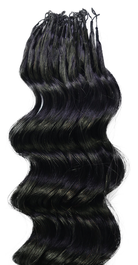LUXLUXE Deep Wave Real Human Crochet Hair Extensions 40 Strands - Natural  & Natural Black 14 16 & 18 Inch with weights 40g 45g & 50g Knotless Pre Separated Feather Wavy Hairpiece for Women
