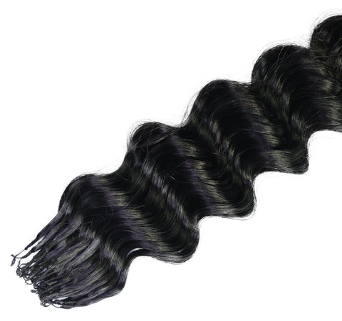 LUXLUXE Deep Wave Real Human Crochet Hair Extensions 40 Strands - Natural  & Natural Black 14 16 & 18 Inch with weights 40g 45g & 50g Knotless Pre Separated Feather Wavy Hairpiece for Women