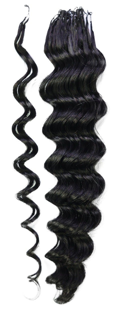 LUXLUXE Deep Wave Real Human Crochet Hair Extensions 40 Strands - Natural  & Natural Black 14 16 & 18 Inch with weights 40g 45g & 50g Knotless Pre Separated Feather Wavy Hairpiece for Women