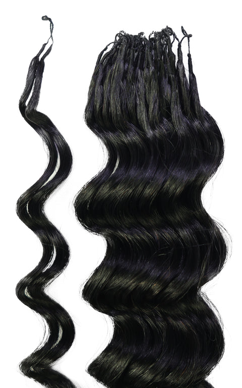LUXLUXE Deep Wave Real Human Crochet Hair Extensions 40 Strands - Natural  & Natural Black 14 16 & 18 Inch with weights 40g 45g & 50g Knotless Pre Separated Feather Wavy Hairpiece for Women