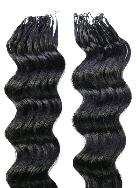 LUXLUXE Loose Deep Real Human Crochet Hair Extensions 40 Strands - Natural  & Natural Black 14 16 & 18 Inch with weights 40g 45g & 50g Knotless Pre Separated Feather Line Lightweight Texture Wavy Hairpiece for Women