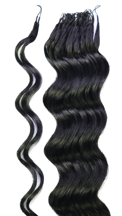 LUXLUXE Loose Deep Real Human Crochet Hair Extensions 40 Strands - Natural  & Natural Black 14 16 & 18 Inch with weights 40g 45g & 50g Knotless Pre Separated Feather Line Lightweight Texture Wavy Hairpiece for Women