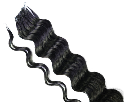 LUXLUXE Loose Deep Real Human Crochet Hair Extensions 40 Strands - Natural  & Natural Black 14 16 & 18 Inch with weights 40g 45g & 50g Knotless Pre Separated Feather Line Lightweight Texture Wavy Hairpiece for Women