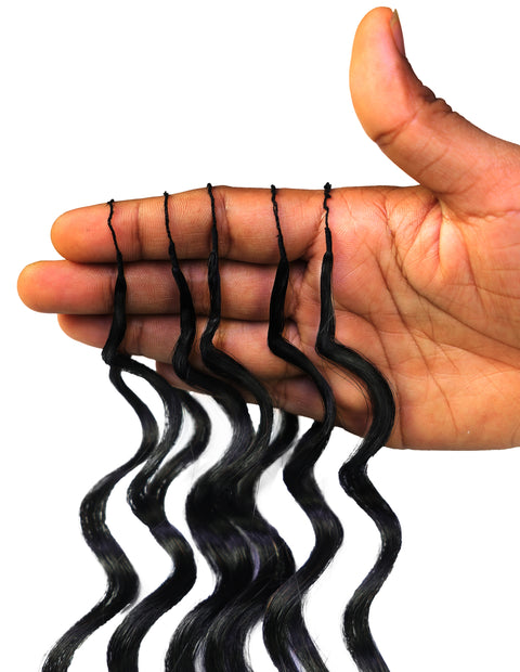 LUXLUXE Loose Deep Real Human Crochet Hair Extensions 40 Strands - Natural  & Natural Black 14 16 & 18 Inch with weights 40g 45g & 50g Knotless Pre Separated Feather Line Lightweight Texture Wavy Hairpiece for Women