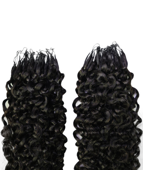 LUXLUXE Burmese Bohemian Real Human Crochet Curly Hair Extensions 40 Strands - Natural & Natural Black 14 16 & 18 Inch with weights 40g 45g & 50g Knotless Pre Separated Feather Line Lightweight Texture Curls Hairpiece for Women