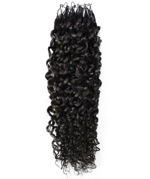 LUXLUXE Burmese Bohemian Real Human Crochet Curly Hair Extensions 40 Strands - Natural & Natural Black 14 16 & 18 Inch with weights 40g 45g & 50g Knotless Pre Separated Feather Line Lightweight Texture Curls Hairpiece for Women