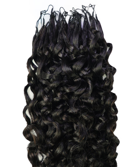 LUXLUXE Burmese Bohemian Real Human Crochet Curly Hair Extensions 40 Strands - Natural & Natural Black 14 16 & 18 Inch with weights 40g 45g & 50g Knotless Pre Separated Feather Line Lightweight Texture Curls Hairpiece for Women