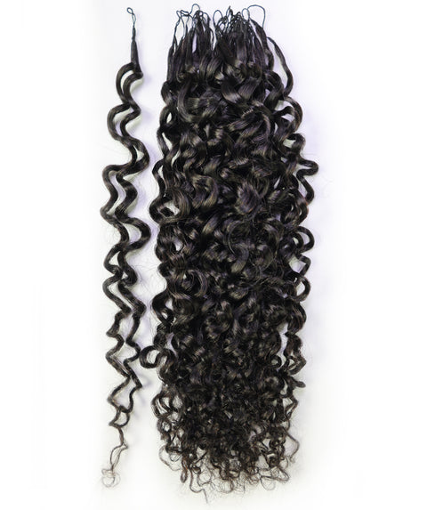 LUXLUXE Burmese Bohemian Real Human Crochet Curly Hair Extensions 40 Strands - Natural & Natural Black 14 16 & 18 Inch with weights 40g 45g & 50g Knotless Pre Separated Feather Line Lightweight Texture Curls Hairpiece for Women