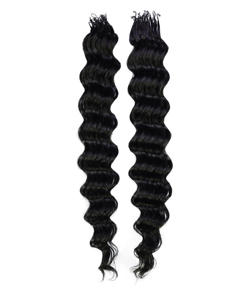 LUXLUXE Loose Deep Real Human Crochet Hair Extensions 40 Strands - Natural  & Natural Black 14 16 & 18 Inch with weights 40g 45g & 50g Knotless Pre Separated Feather Line Lightweight Texture Wavy Hairpiece for Women