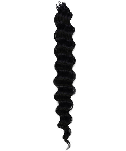 LUXLUXE Loose Deep Real Human Crochet Hair Extensions 40 Strands - Natural  & Natural Black 14 16 & 18 Inch with weights 40g 45g & 50g Knotless Pre Separated Feather Line Lightweight Texture Wavy Hairpiece for Women