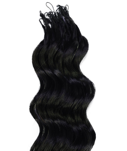 LUXLUXE Loose Deep Real Human Crochet Hair Extensions 40 Strands - Natural  & Natural Black 14 16 & 18 Inch with weights 40g 45g & 50g Knotless Pre Separated Feather Line Lightweight Texture Wavy Hairpiece for Women