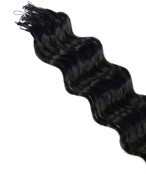 LUXLUXE Loose Deep Real Human Crochet Hair Extensions 40 Strands - Natural  & Natural Black 14 16 & 18 Inch with weights 40g 45g & 50g Knotless Pre Separated Feather Line Lightweight Texture Wavy Hairpiece for Women
