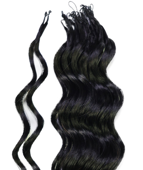 LUXLUXE Loose Deep Real Human Crochet Hair Extensions 40 Strands - Natural  & Natural Black 14 16 & 18 Inch with weights 40g 45g & 50g Knotless Pre Separated Feather Line Lightweight Texture Wavy Hairpiece for Women