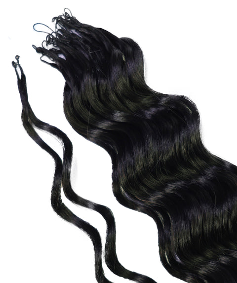 LUXLUXE Loose Deep Real Human Crochet Hair Extensions 40 Strands - Natural  & Natural Black 14 16 & 18 Inch with weights 40g 45g & 50g Knotless Pre Separated Feather Line Lightweight Texture Wavy Hairpiece for Women