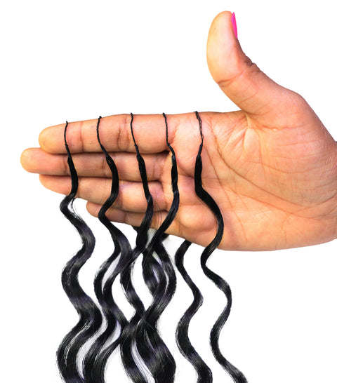LUXLUXE Loose Deep Real Human Crochet Hair Extensions 40 Strands - Natural  & Natural Black 14 16 & 18 Inch with weights 40g 45g & 50g Knotless Pre Separated Feather Line Lightweight Texture Wavy Hairpiece for Women