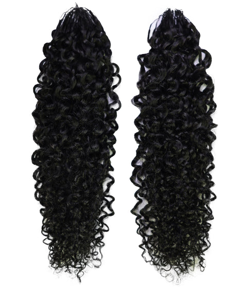 LUXLUXE Burmese Bohemian Real Human Crochet Curly Hair Extensions 40 Strands - Natural & Natural Black 14 16 & 18 Inch with weights 40g 45g & 50g Knotless Pre Separated Feather Line Lightweight Texture Curls Hairpiece for Women