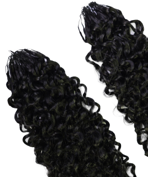 LUXLUXE Burmese Bohemian Real Human Crochet Curly Hair Extensions 40 Strands - Natural & Natural Black 14 16 & 18 Inch with weights 40g 45g & 50g Knotless Pre Separated Feather Line Lightweight Texture Curls Hairpiece for Women