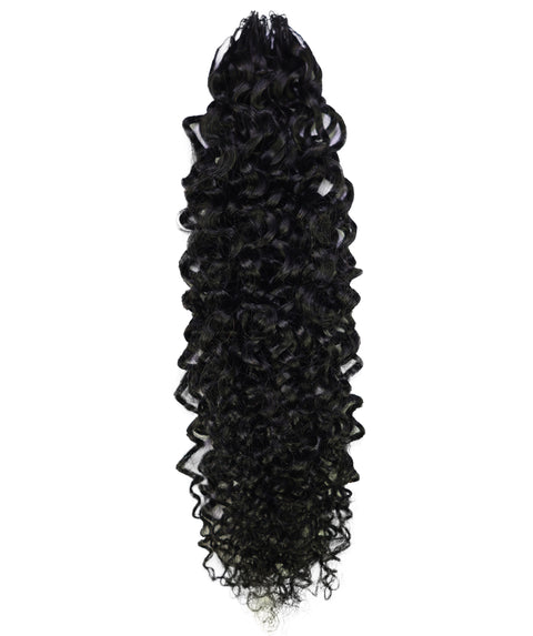LUXLUXE Burmese Bohemian Real Human Crochet Curly Hair Extensions 40 Strands - Natural & Natural Black 14 16 & 18 Inch with weights 40g 45g & 50g Knotless Pre Separated Feather Line Lightweight Texture Curls Hairpiece for Women