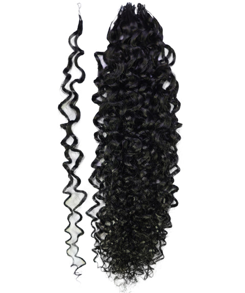 LUXLUXE Burmese Bohemian Real Human Crochet Curly Hair Extensions 40 Strands - Natural & Natural Black 14 16 & 18 Inch with weights 40g 45g & 50g Knotless Pre Separated Feather Line Lightweight Texture Curls Hairpiece for Women