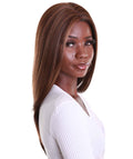 Kiya Carmel Brown Blend Long Bob Lace Front Wig