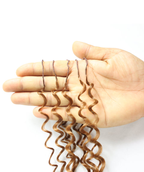 LUXLUXE Water Curl Synthetic Crochet Hair Extensions – Available in 14"  78g 18" 100g & 22" 120g Pre Separated 100 Strands Feather Hairpiece for Natural Bouncy Curls