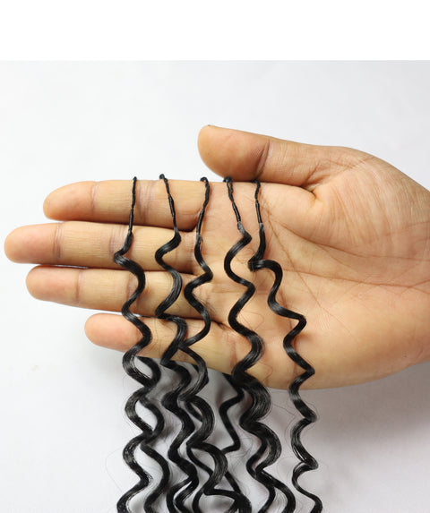 LUXLUXE Water Curl Synthetic Crochet Hair Extensions – Available in 14"  78g 18" 100g & 22" 120g Pre Separated 100 Strands Feather Hairpiece for Natural Bouncy Curls