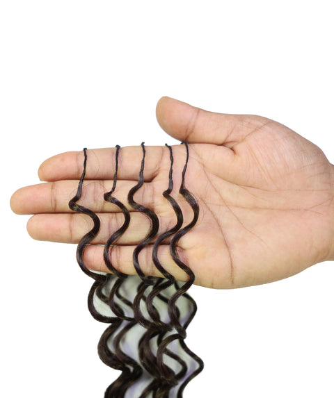 LUXLUXE Deep Wave Synthetic Crochet Hair Extensions – Available in 14"  85g 18" 110g & 22" 132g Pre Separated 100 Strands Feather Hairpiece
