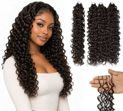 LUXLUXE Hawaiian Synthetic Crochet Hair Extensions – 14" 85g, 18" 110g, 22" 132g  Pre Separated 100 Strands Feather Hairpiece for Curly Protective Styles