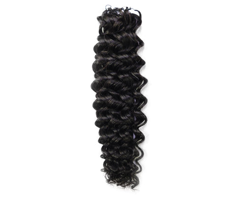 LUXLUXE Water Wave Braids Pre Looped Long Human Hair Extensions 40 Strands - Natural & Natural Black 14,16 & 18 Inch with weights 40g 45g & 50g Deep Curly Feather Braiding Hairpiece