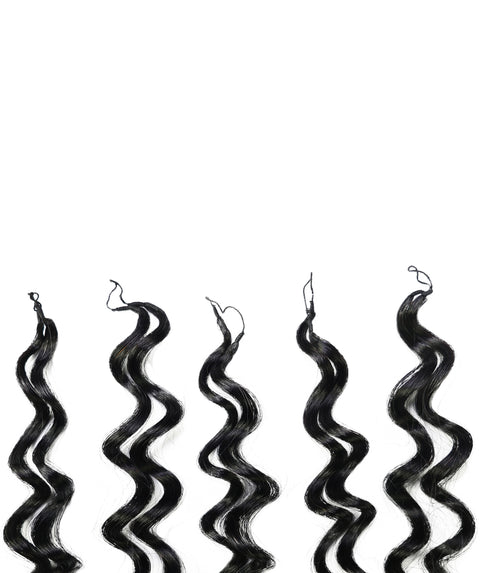 LUXLUXE Water Wave Braids Pre Looped Long Human Hair Extensions 40 Strands - Natural & Natural Black 14,16 & 18 Inch with weights 40g 45g & 50g Deep Curly Feather Braiding Hairpiece