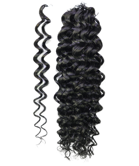 LUXLUXE Water Wave Braids Pre Looped Long Human Hair Extensions 40 Strands - Natural & Natural Black 14,16 & 18 Inch with weights 40g 45g & 50g Deep Curly Feather Braiding Hairpiece