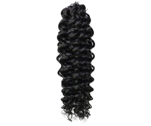 LUXLUXE Water Wave Braids Pre Looped Long Human Hair Extensions 40 Strands - Natural & Natural Black 14,16 & 18 Inch with weights 40g 45g & 50g Deep Curly Feather Braiding Hairpiece