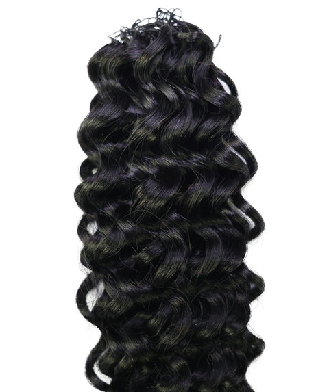 LUXLUXE Water Wave Braids Pre Looped Long Human Hair Extensions 40 Strands - Natural & Natural Black 14,16 & 18 Inch with weights 40g 45g & 50g Deep Curly Feather Braiding Hairpiece