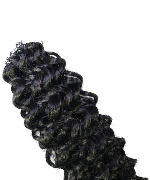 LUXLUXE Water Wave Braids Pre Looped Long Human Hair Extensions 40 Strands - Natural & Natural Black 14,16 & 18 Inch with weights 40g 45g & 50g Deep Curly Feather Braiding Hairpiece
