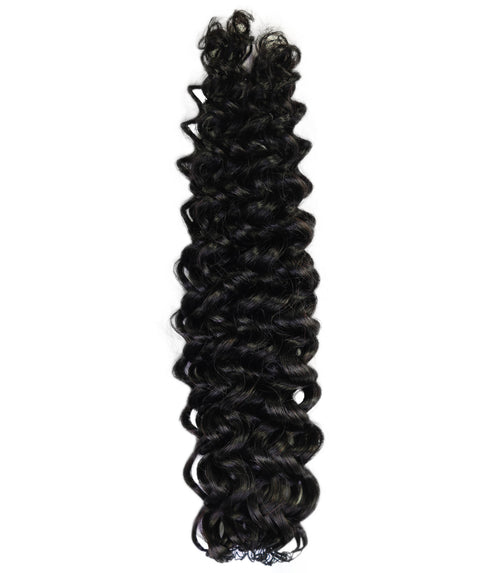 LUXLUXE Water Wave Braids Pre Looped Long Human Hair Extensions 40 Strands - Natural & Natural Black 14,16 & 18 Inch with weights 40g 45g & 50g Deep Curly Feather Braiding Hairpiece