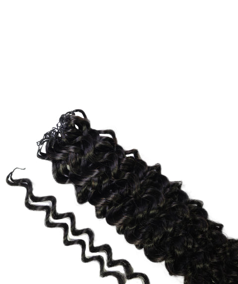 LUXLUXE Water Wave Braids Pre Looped Long Human Hair Extensions 40 Strands - Natural & Natural Black 14,16 & 18 Inch with weights 40g 45g & 50g Deep Curly Feather Braiding Hairpiece